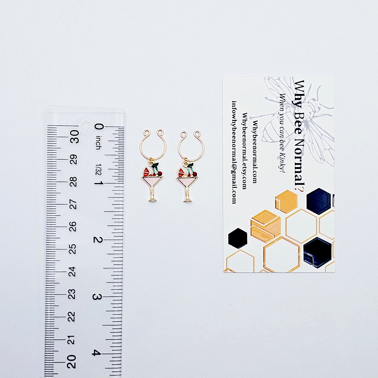 Non Piercing Nipple Rings with Fruity Martini Glasses. Fun and Sexy Summer Body Jewelry for Women.