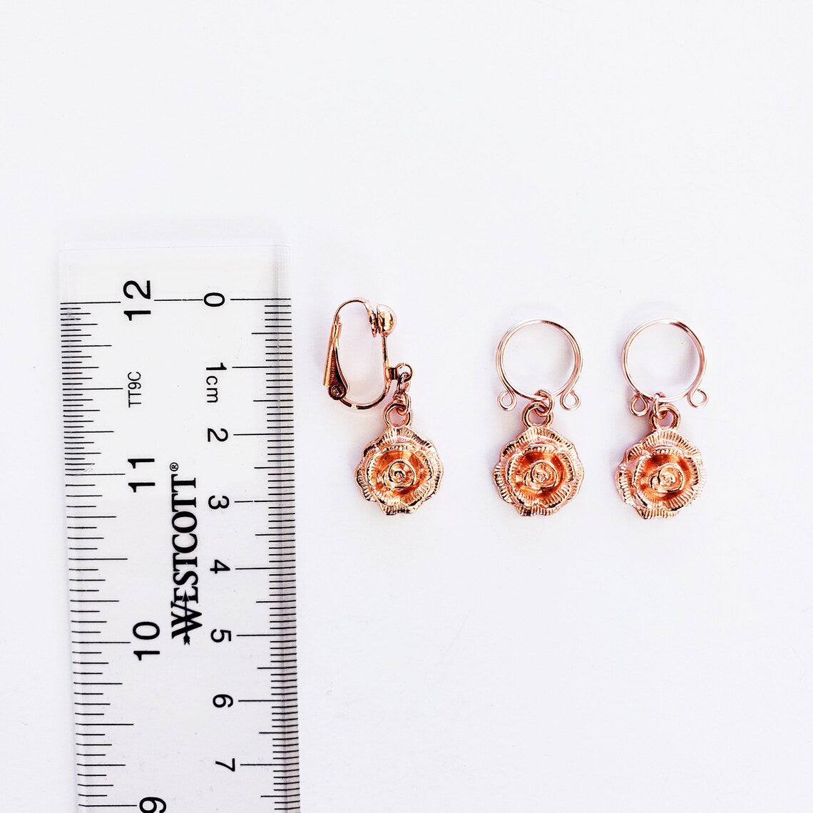 Non Piercing Nipple Rings and VCH Clip With Roses, Rose Gold. MATURE Listing, Vaginal Clitoral Hood, Fake Body Piercing, BDSM