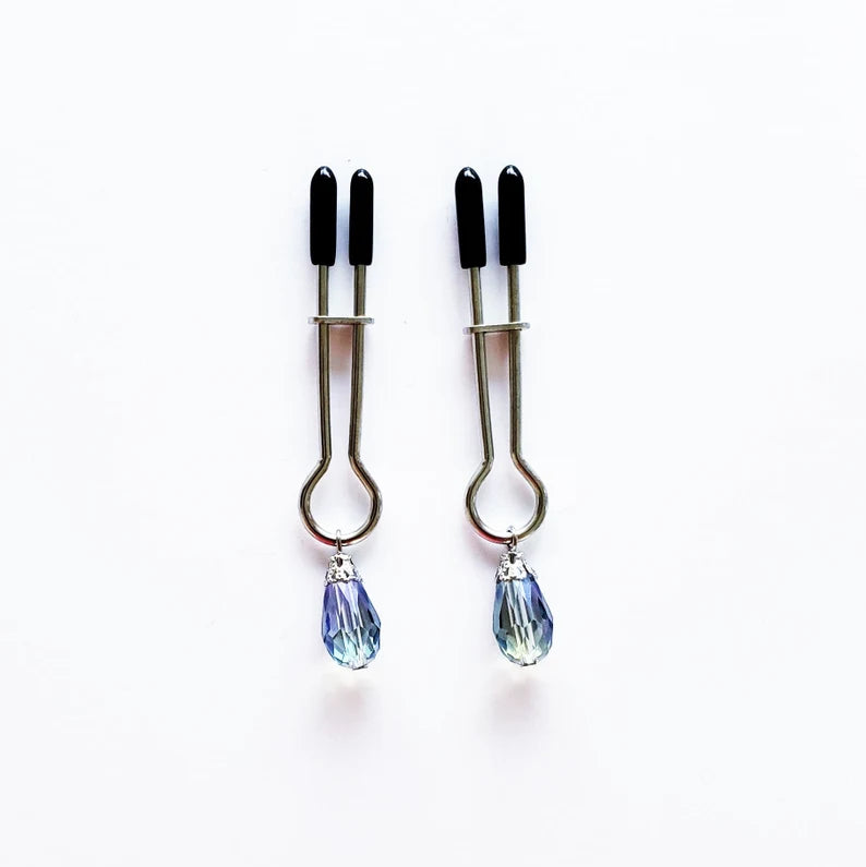 Iris Crystal Straight Tweezer Nipple Clamps