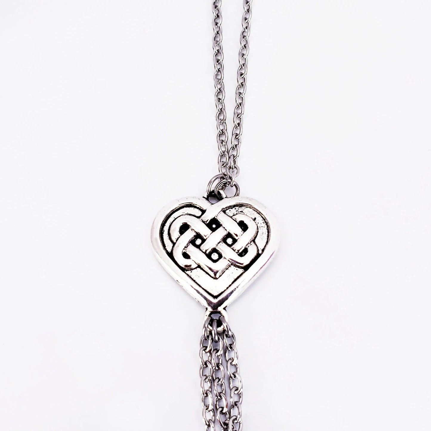 Necklace to Nipple and Clit Clamps with Celtic Knot Heart