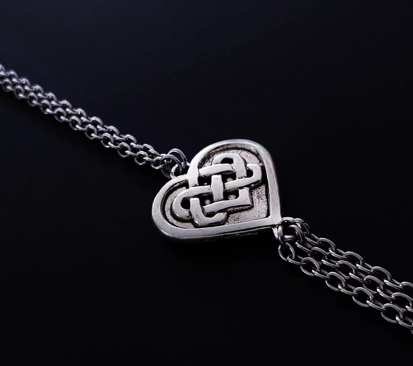Necklace to Nipple and Clit Clamps with Celtic Knot Heart