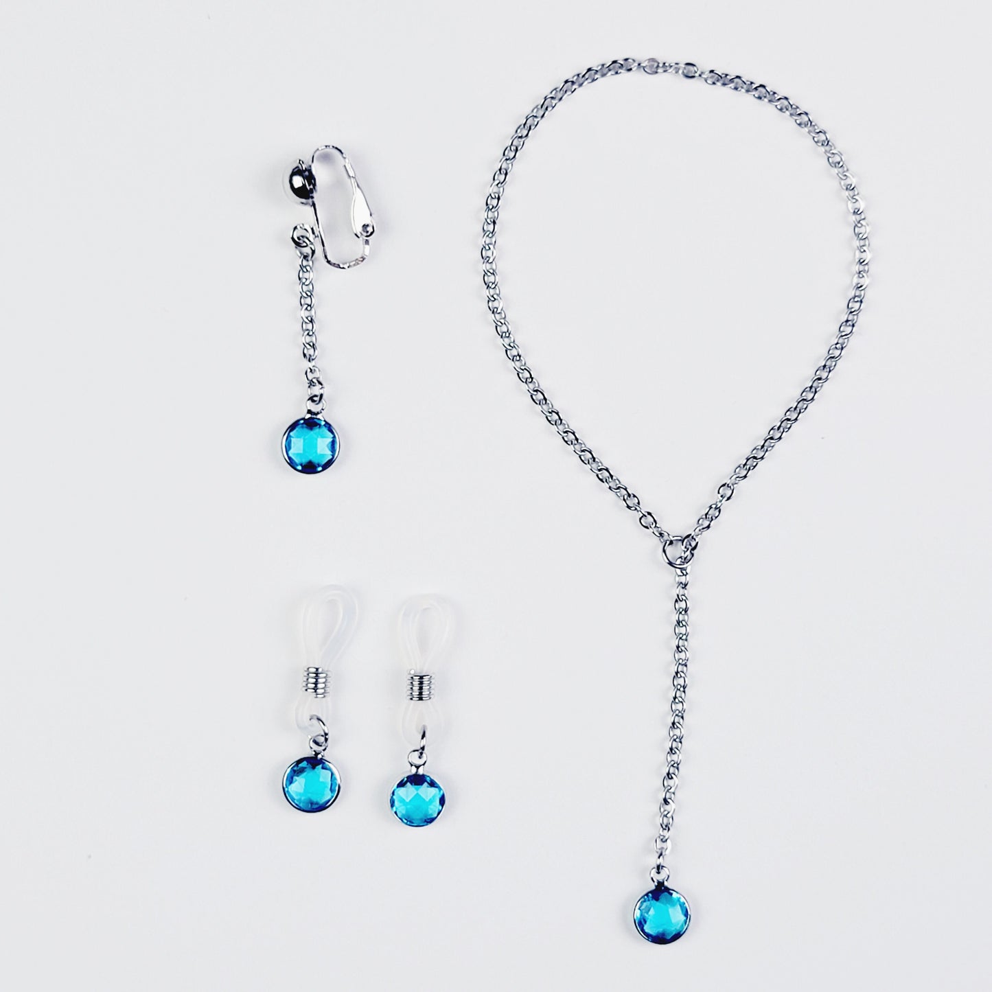 Non Piercing Nipple Nooses with Blue Gemstone. Small Nipple Dangles, Not Pierced.