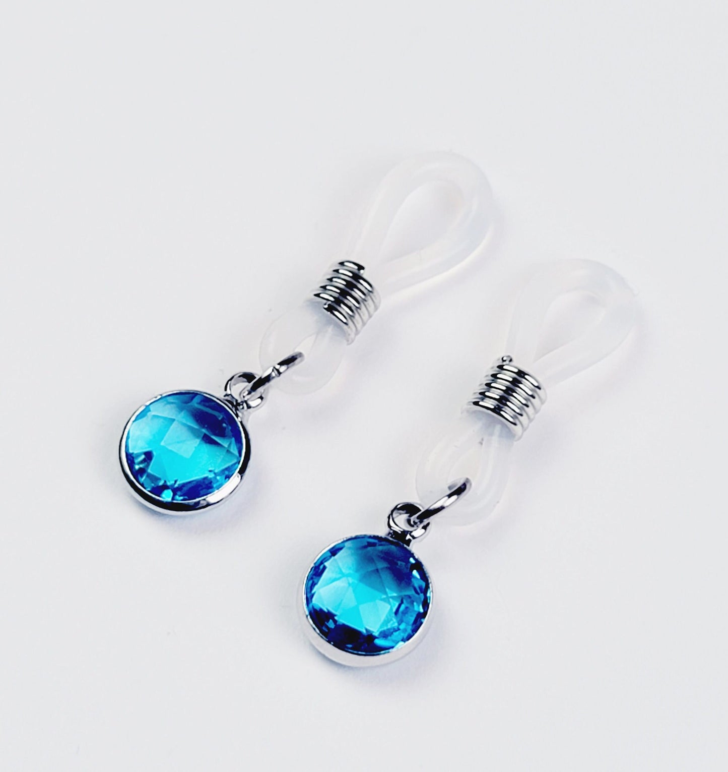 Non Piercing Nipple Nooses with Blue Gemstone. Small Nipple Dangles, Not Pierced.