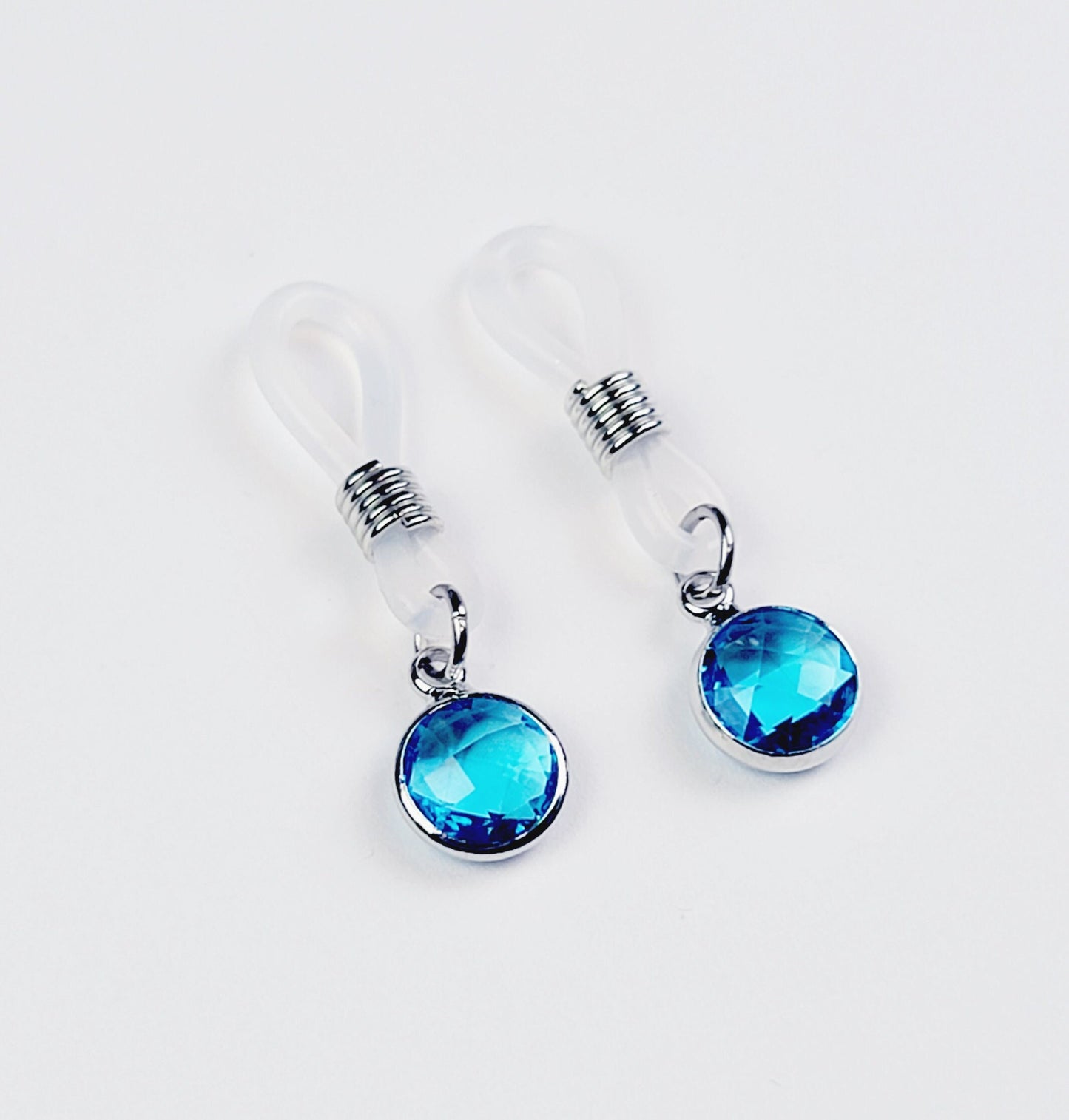 Non Piercing Nipple Nooses with Blue Gemstone. Small Nipple Dangles, Not Pierced.