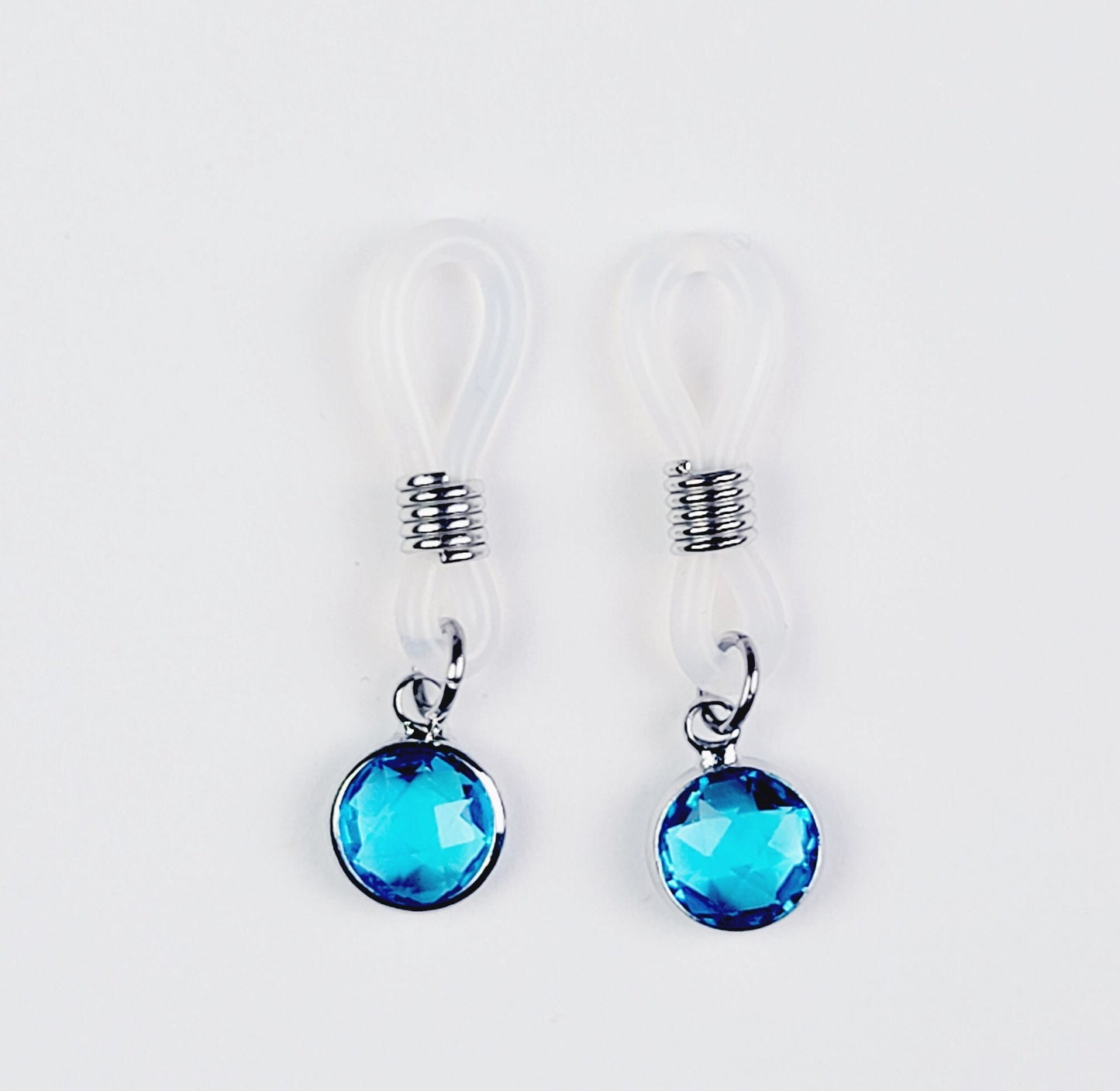 Non Piercing Nipple Nooses with Blue Gemstone. Small Nipple Dangles, Not Pierced.