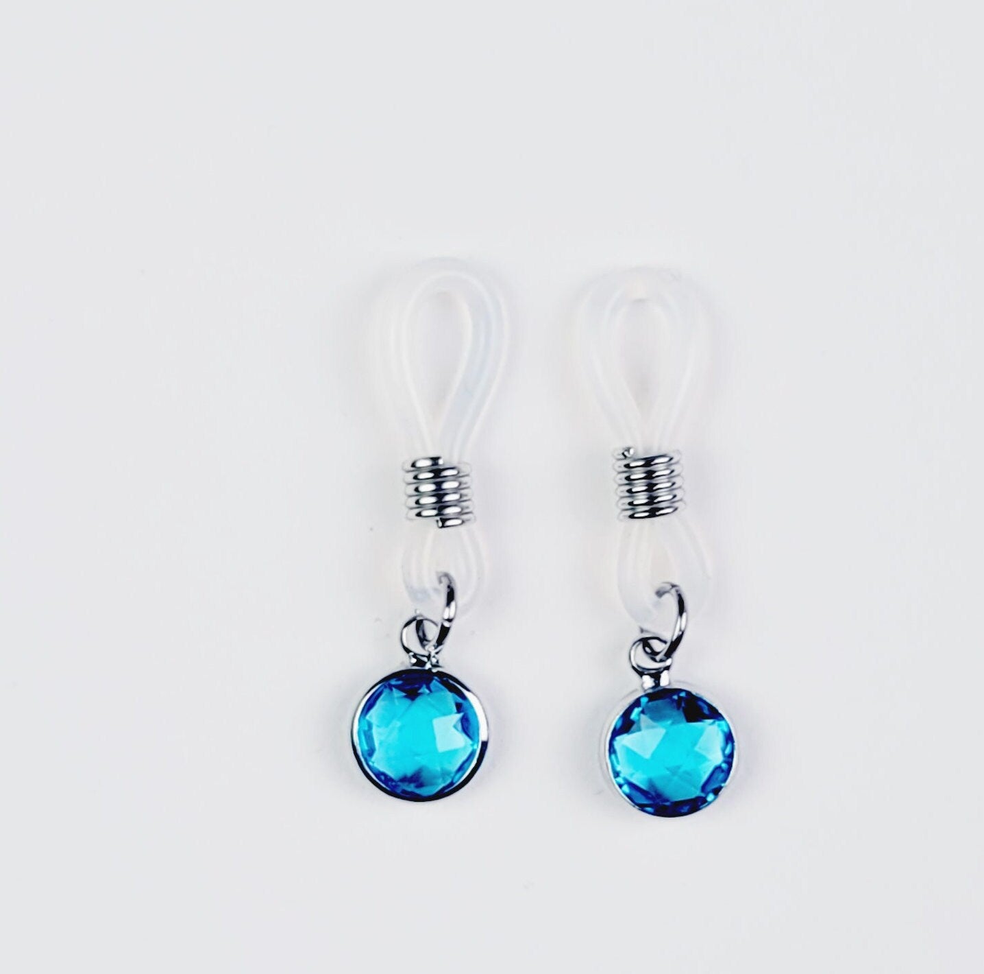 Non Piercing Nipple Nooses with Blue Gemstone. Small Nipple Dangles, Not Pierced.