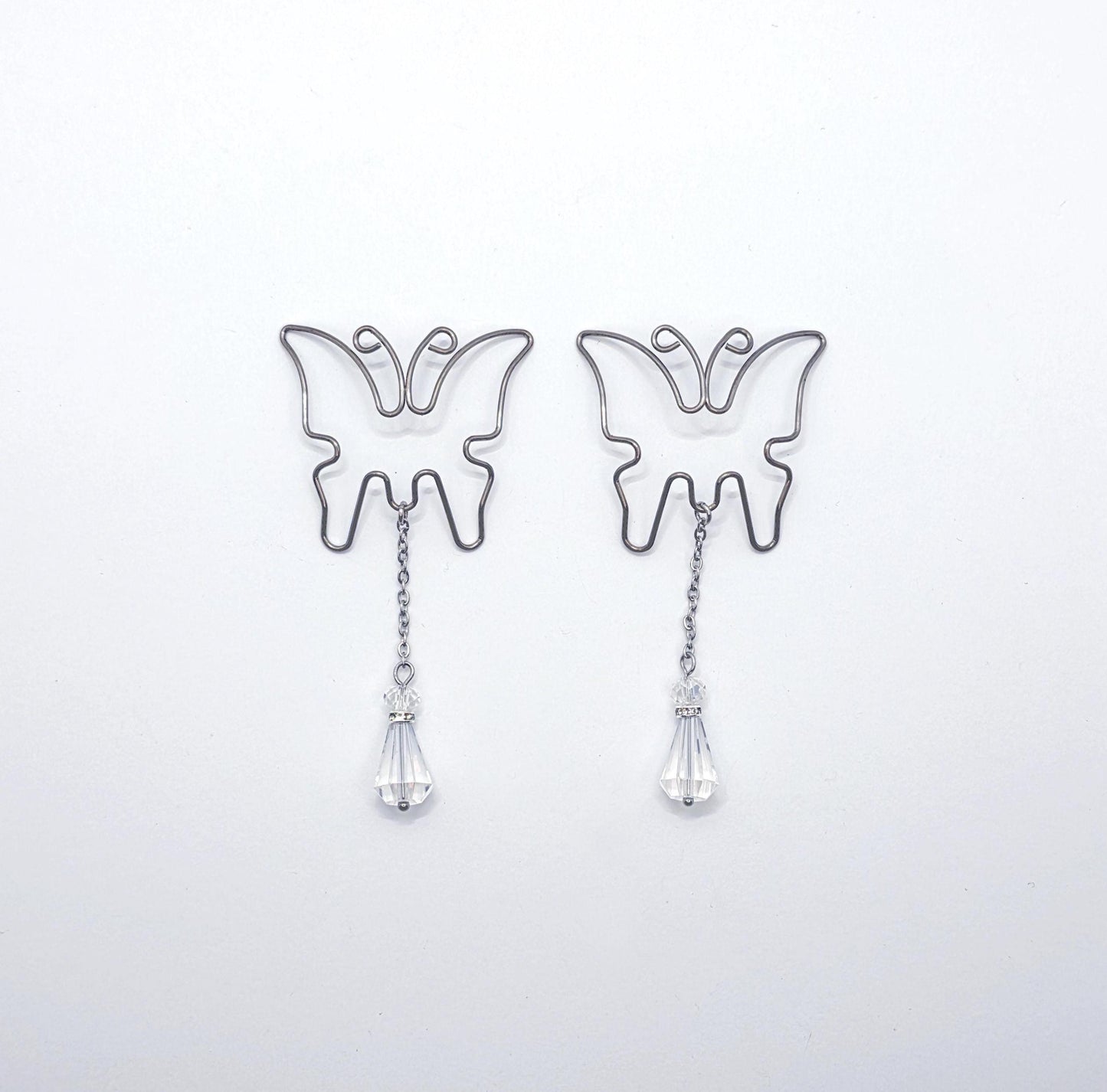 Butterfly Nipple Shields, Stainless Steel, with Crystals.