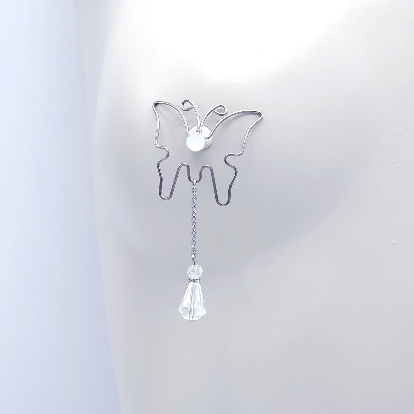 Butterfly Nipple Shields, Stainless Steel, with Crystals.