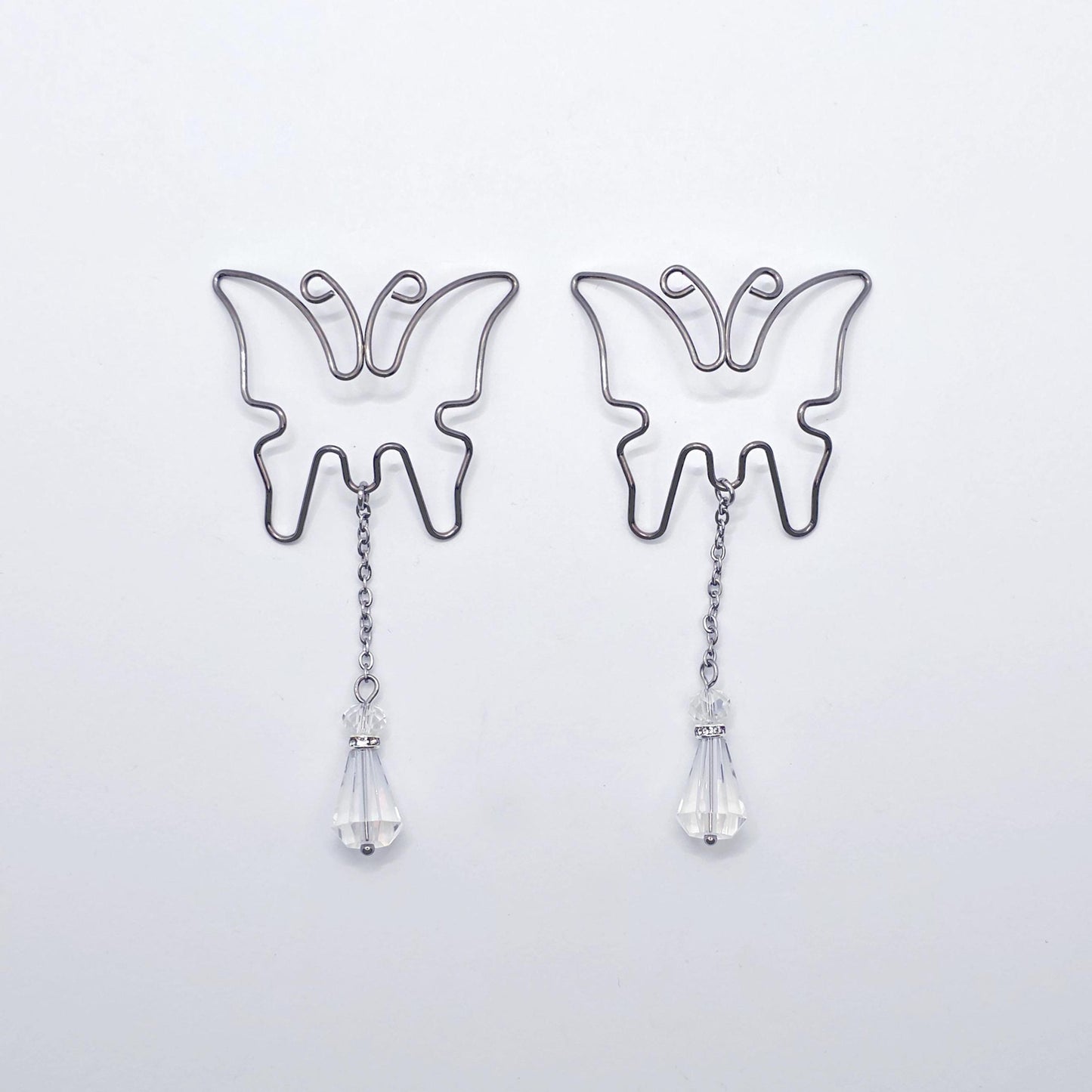 Butterfly Nipple Shields, Stainless Steel, with Crystals.