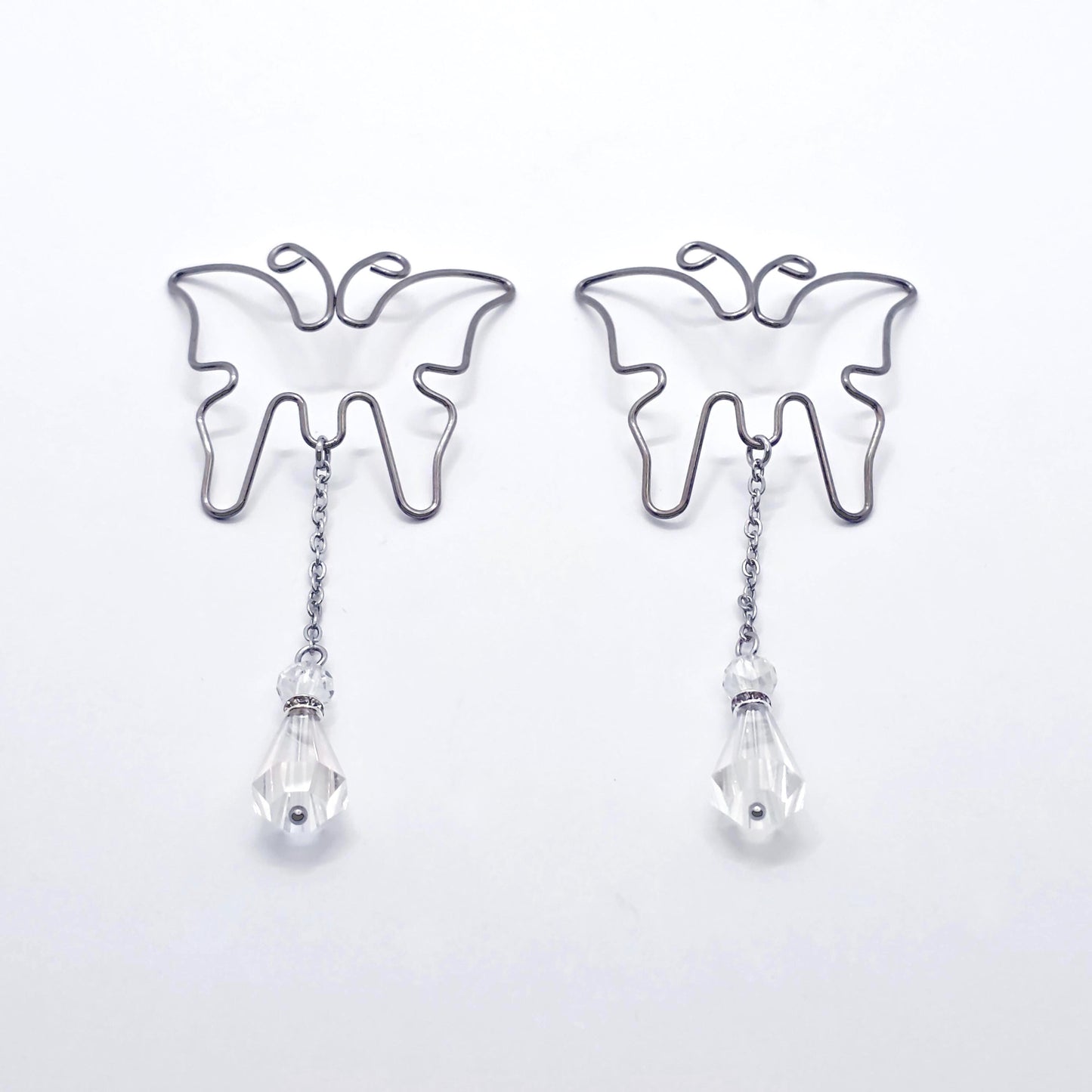 Butterfly Nipple Shields, Stainless Steel, with Crystals.