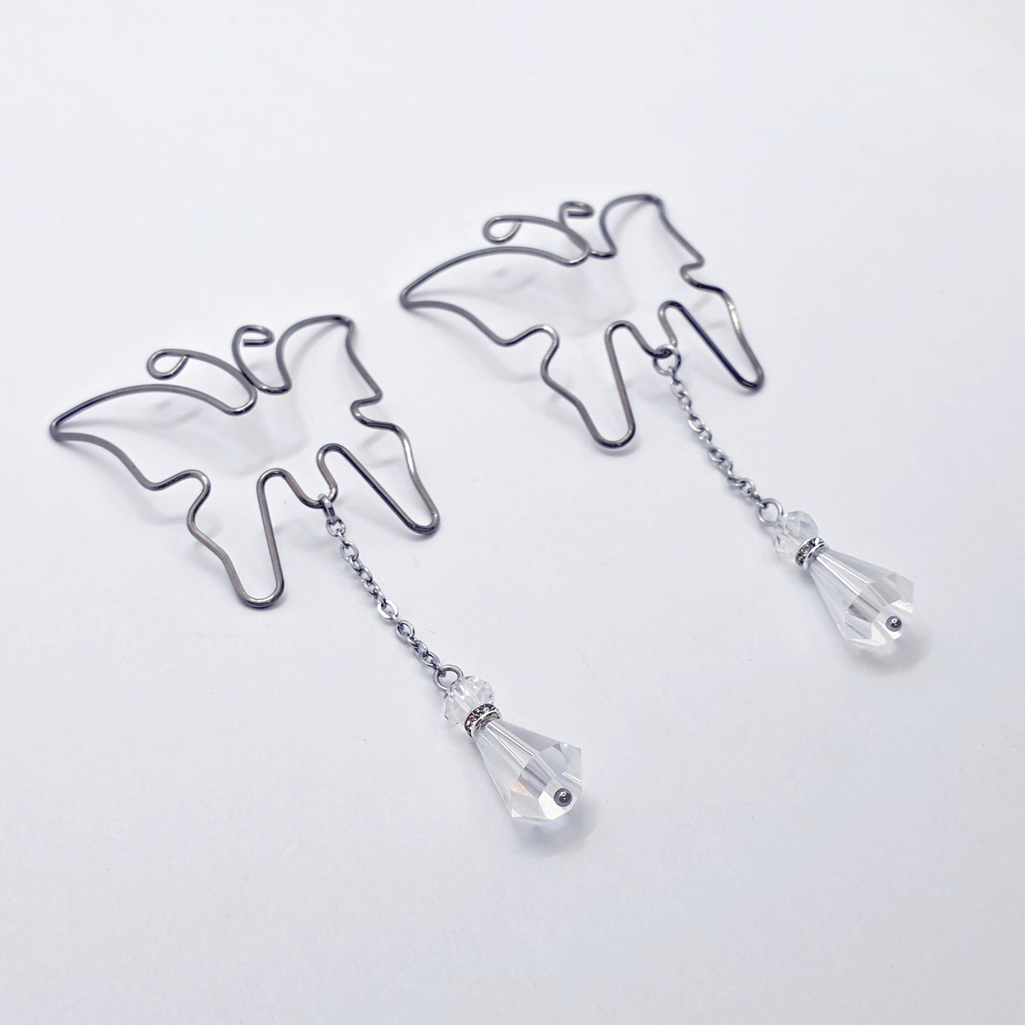 Butterfly Nipple Shields, Stainless Steel, with Crystals.
