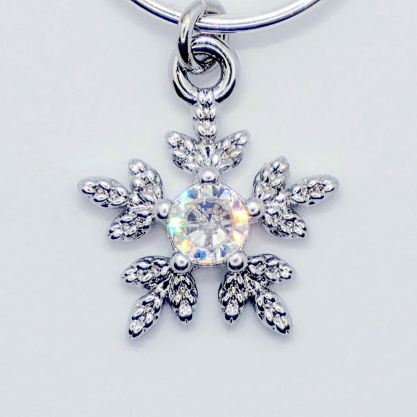 Snowflake Nipple Rings, Non-Piercing. Platinum and CZ Snowflakes.