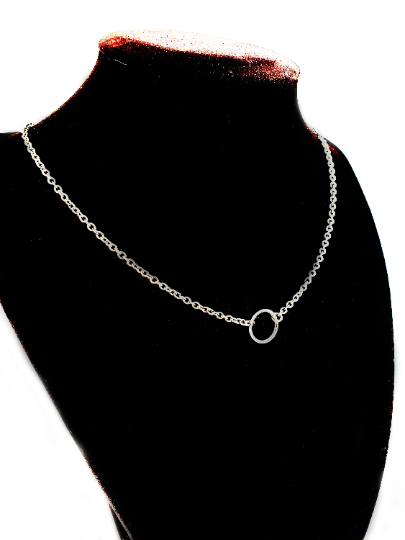 Stainless Steel Circle of O Necklace, Discreet Day Collar, 24/7 BDSM Submissive Collar, Choker