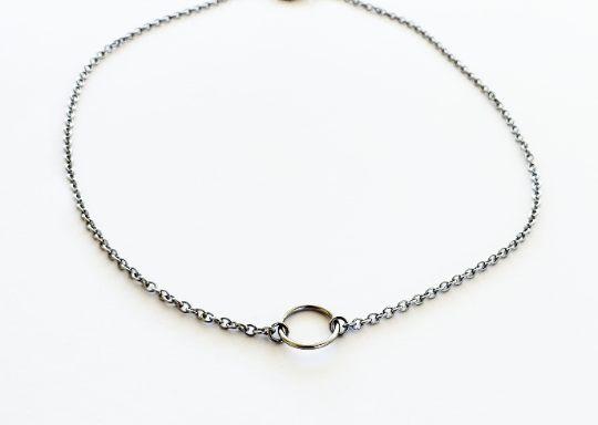 Stainless Steel Circle of O Necklace, Discreet Day Collar, 24/7 BDSM Submissive Collar, Choker