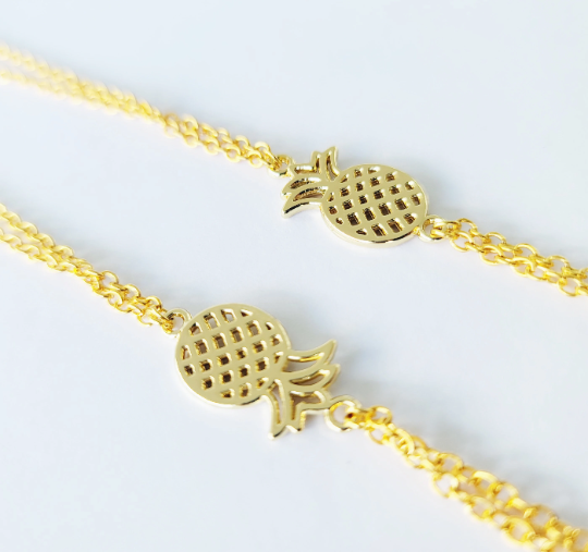 Gold Erotic Pineapple Necklace with Non Piercing Nipple Nooses or Clamps. Alternative Lifestyle, Swingers