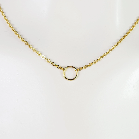 Stainless Steel O Ring Choker, Discreet Day Collar for Sub/slave. Gold Circle of O Necklace. BDSM Submissive