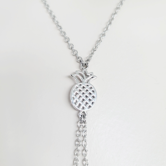 Silver Erotic Pineapple Necklace with Non Piercing Nipple Nooses or Clamps. Alternative Lifestyle, Swingers