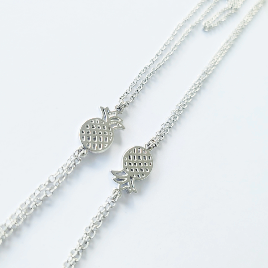 Silver Erotic Pineapple Necklace with Non Piercing Nipple Nooses or Clamps. Alternative Lifestyle, Swingers