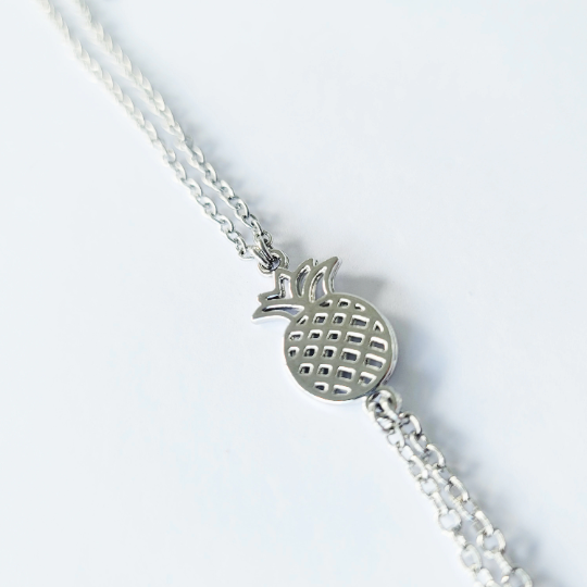 Silver Erotic Pineapple Necklace with Non Piercing Nipple Nooses or Clamps. Alternative Lifestyle, Swingers