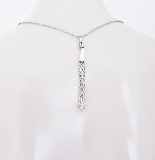 Erotic Silver Backdrop Necklace with Stars and Non Piercing Nipple Nooses or Clamps.