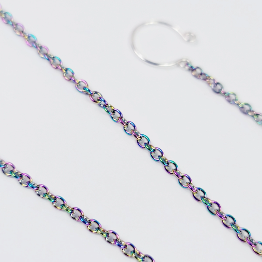 Nipple Chain Necklace, Rainbow Stainless Steel. Non Piercing Nipple Nooses, Rings, or Your Choice of Nipple Clamps. BDSM