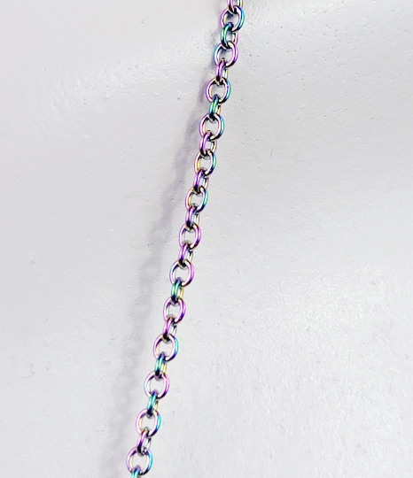 Nipple Chain Necklace, Rainbow Stainless Steel. Non Piercing Nipple Nooses, Rings, or Your Choice of Nipple Clamps. BDSM