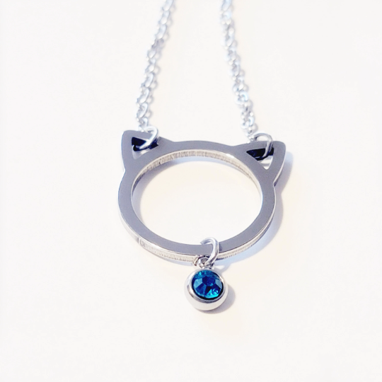 Kitten Day Collar, Stainless Steel with Gemstone Pendant. Discreet Day Collar for Submissive, Pet Play, DDLG, BDSM