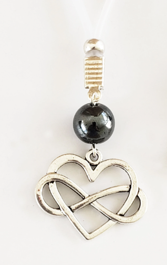 Polyamorous Infinity Heart and Hematite Nipple Dangles. Choose Soft Nooses or Nipple Clamps. BDSM