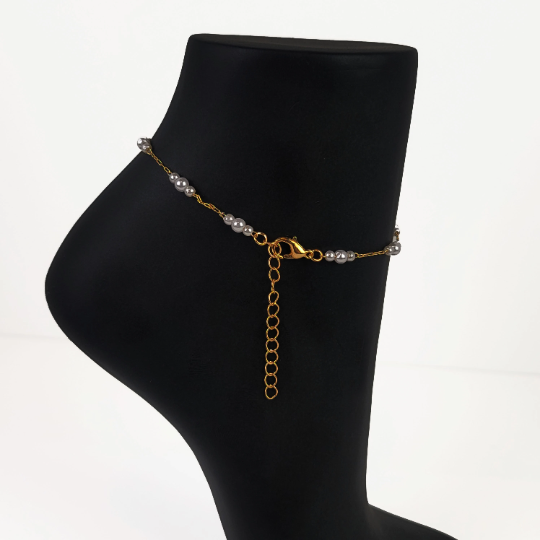 Subtle Day Collar for BDSM Submissive . O Ring Gold or Silver with Pearls Anklet.