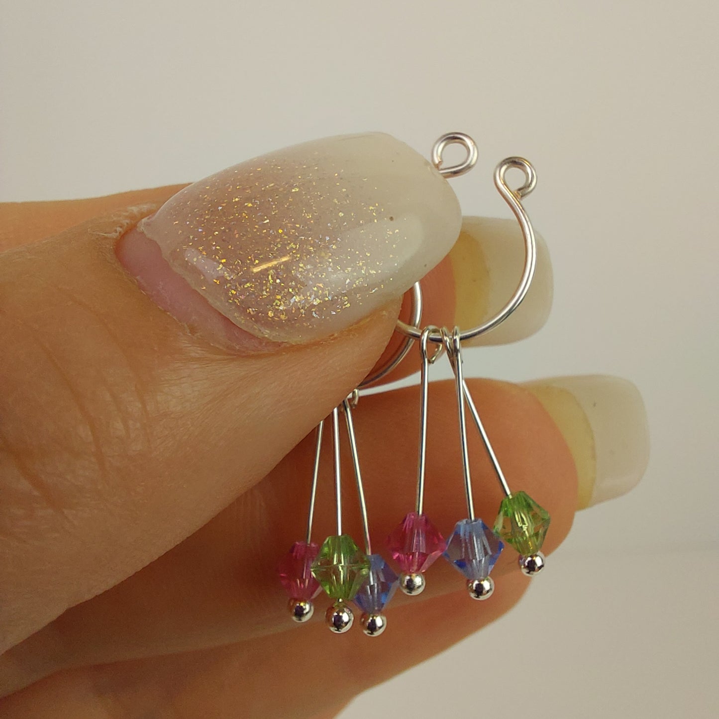 Polysexual Non Piercing Nipple Rings, with Crystal Dangles. Fake Piercings