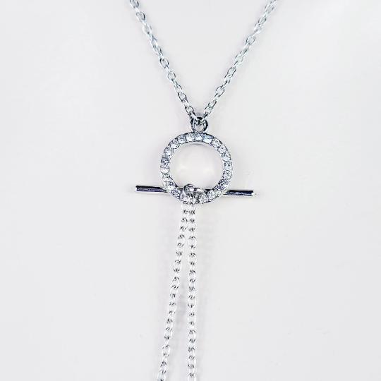 Sparkling Circle of O Necklace with Removable Nipple Chains with Non Piercing Nipple Nooses or Nipple Clamps. BDSM