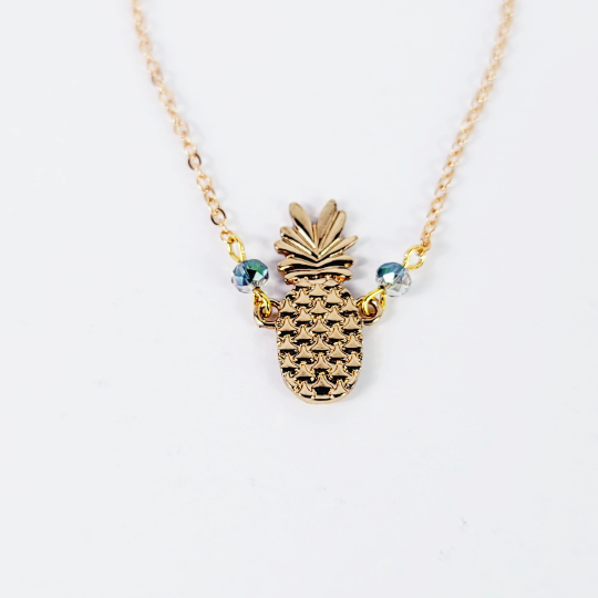 Gold Pineapple Anklet With Glass Bead Accents. Ankle Bracelet. Alternative Lifestyle Jewelry