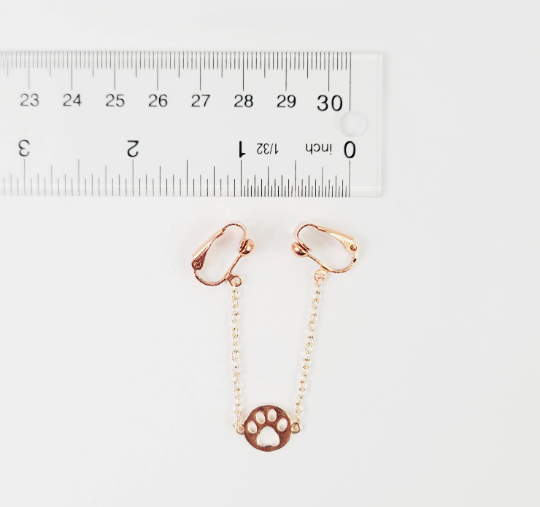 Non Piercing BDSM Pet Play Rose Gold Paw Print Labia Chain Dangle.