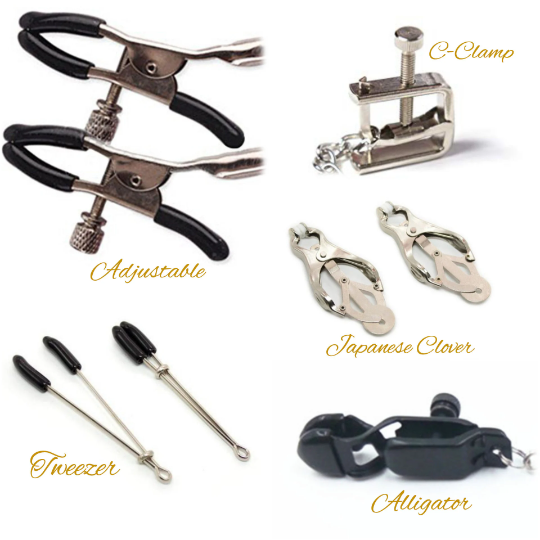 Crystal Nipple Dangles on Non Piercing Nipple Nooses or Choose from our Five Types of Nipple Clamps. Mature, BDSM