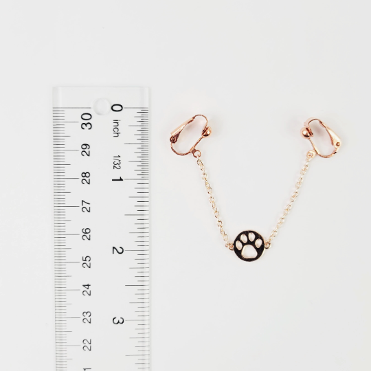 Non Piercing BDSM Pet Play Rose Gold Paw Print Labia Chain Dangle.