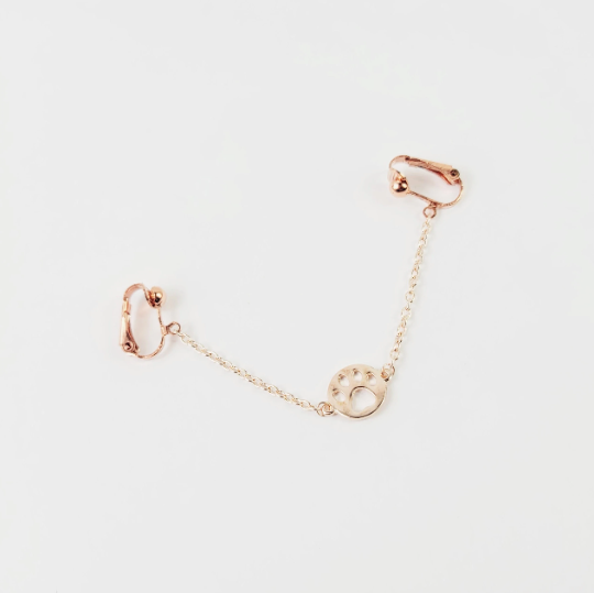 Non Piercing BDSM Pet Play Rose Gold Paw Print Labia Chain Dangle.