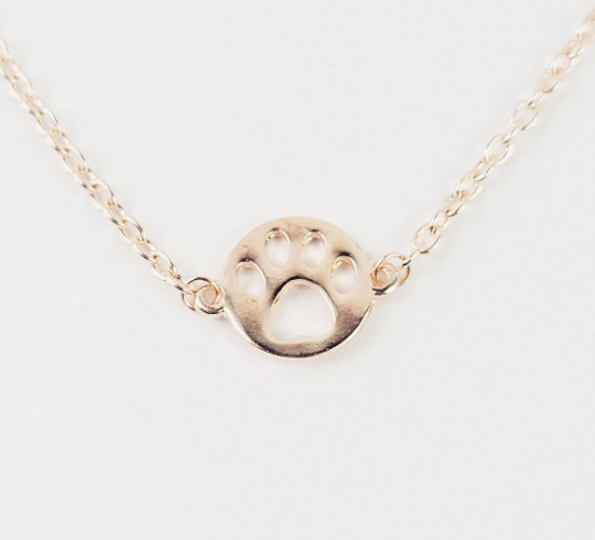 Non Piercing BDSM Pet Play Rose Gold Paw Print Labia Chain Dangle.