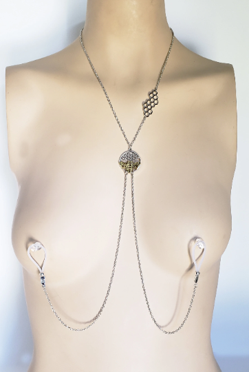 Honeycomb Necklace with attached Nipple Nooses