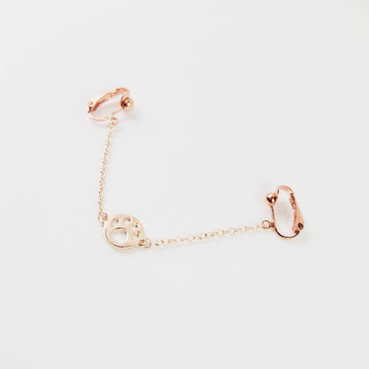 Non Piercing BDSM Pet Play Rose Gold Paw Print Labia Chain Dangle.