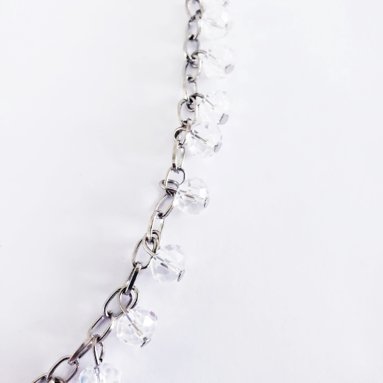 Nipple Chain with Clear Bead Dangles, Non Piercing Nipple Nooses or Nipple Clamps. BDSM