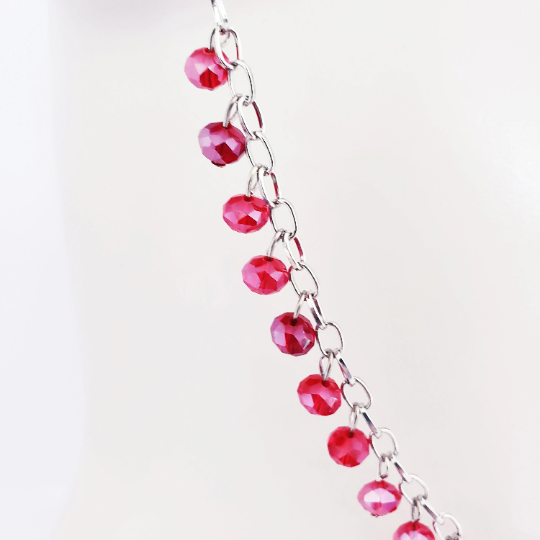 Nipple Chain with Red Bead Dangles, Non Piercing. Or Your Choice of Nipple Clamps.BDSM