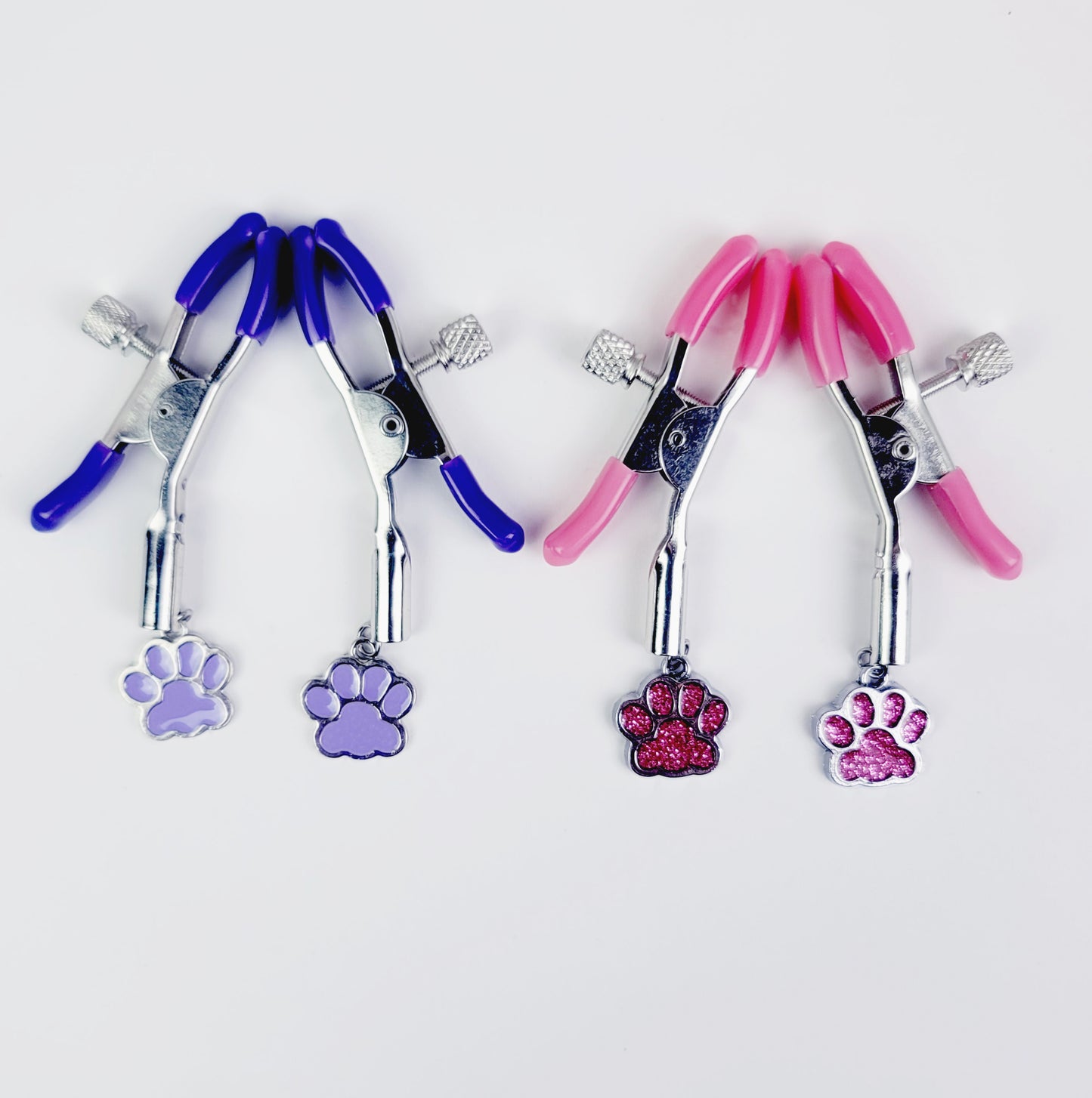 Adjustable Nipple Clamps with Paw Print Charm