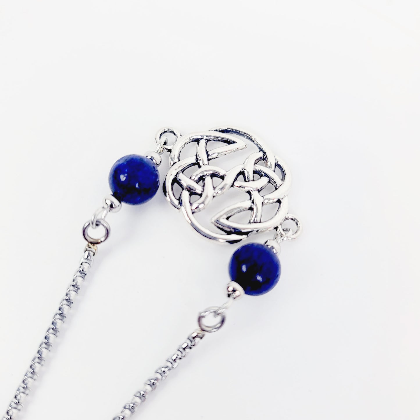 Penis Noose Chain Bracelet with Celtic Sheild Knot and Lapis Lazuli.