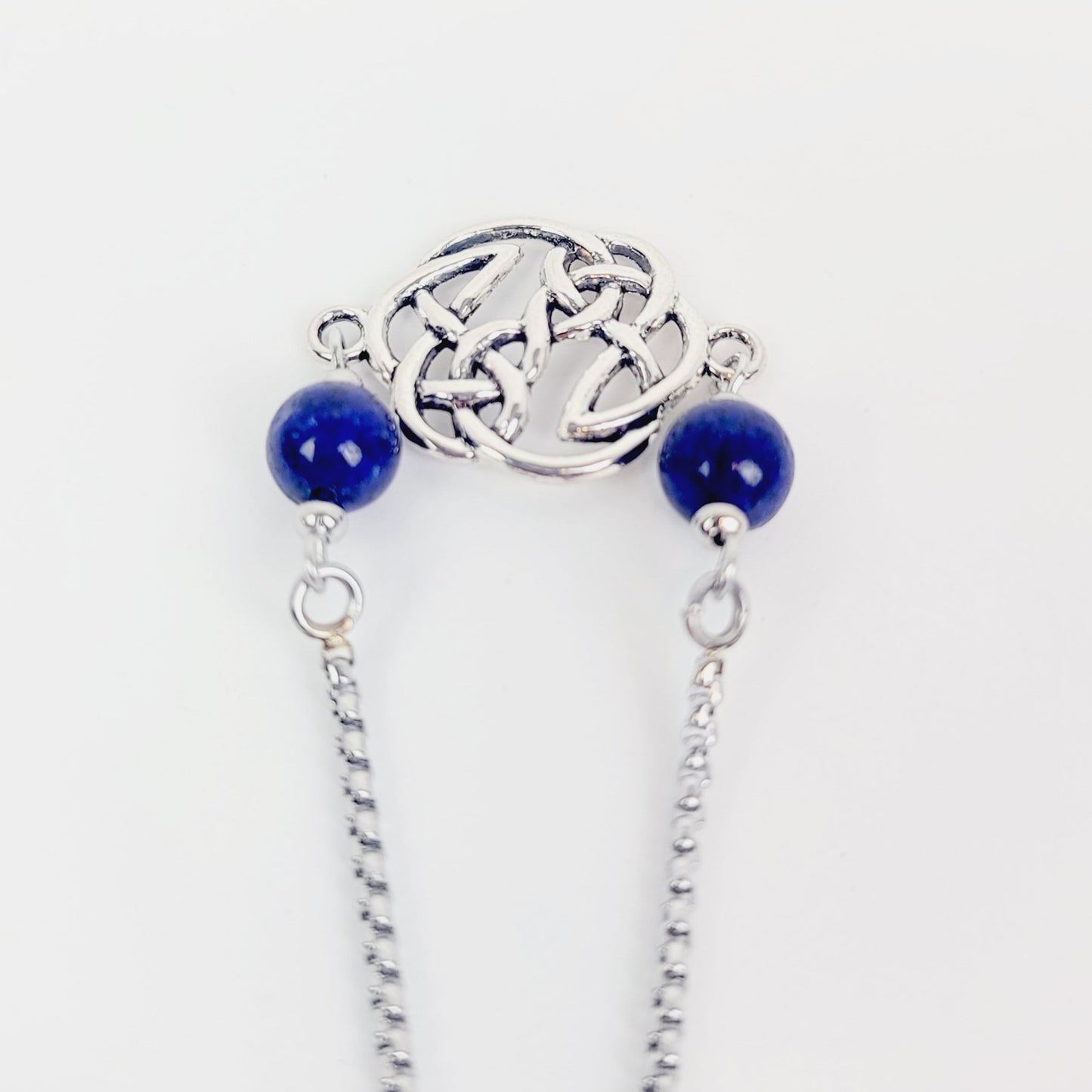 Penis Noose Chain Bracelet with Celtic Sheild Knot and Lapis Lazuli.