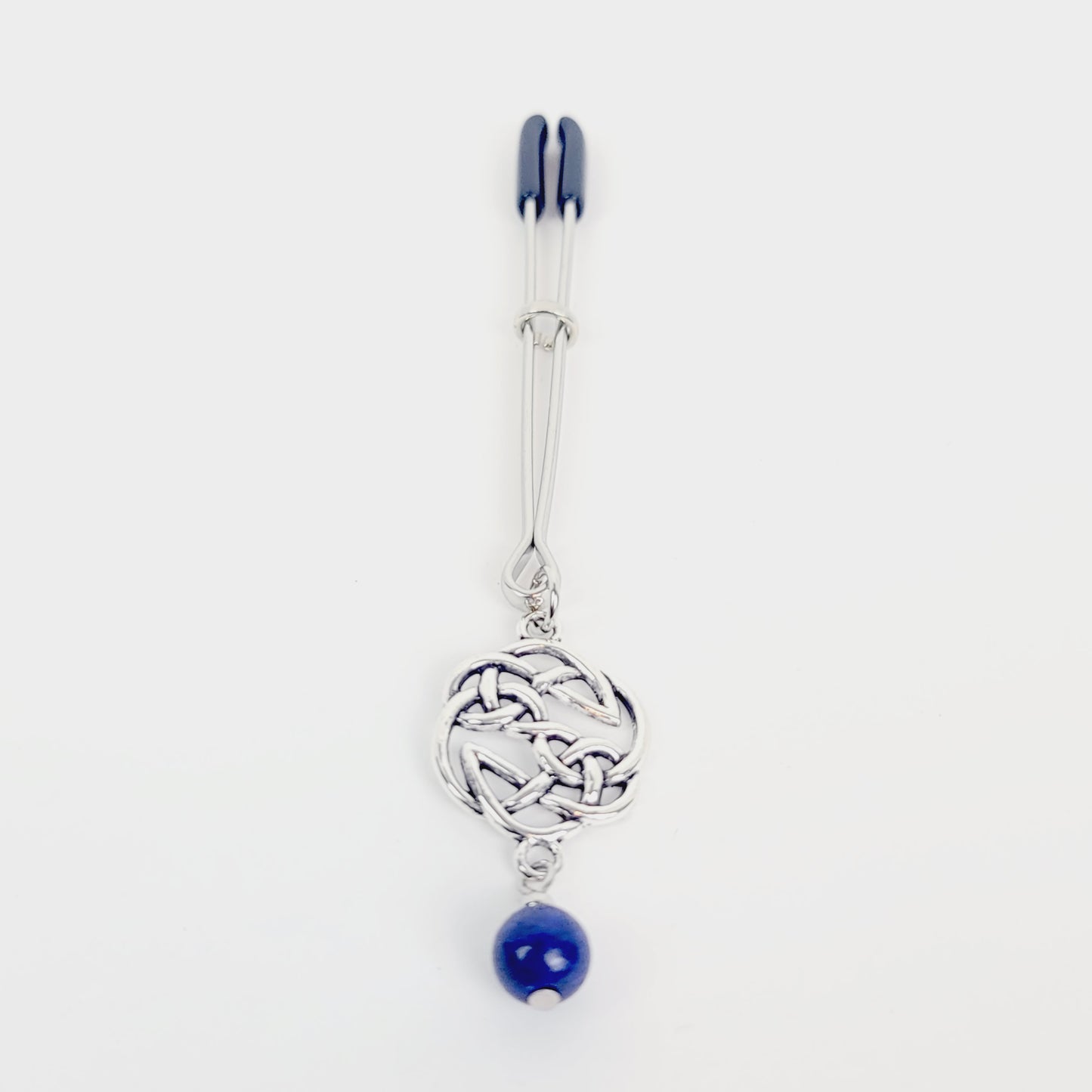 Tweezer Clit Clamp with Celtic Shield Knot and Lapis Lazuli. Clitoral Clamp, BDSM