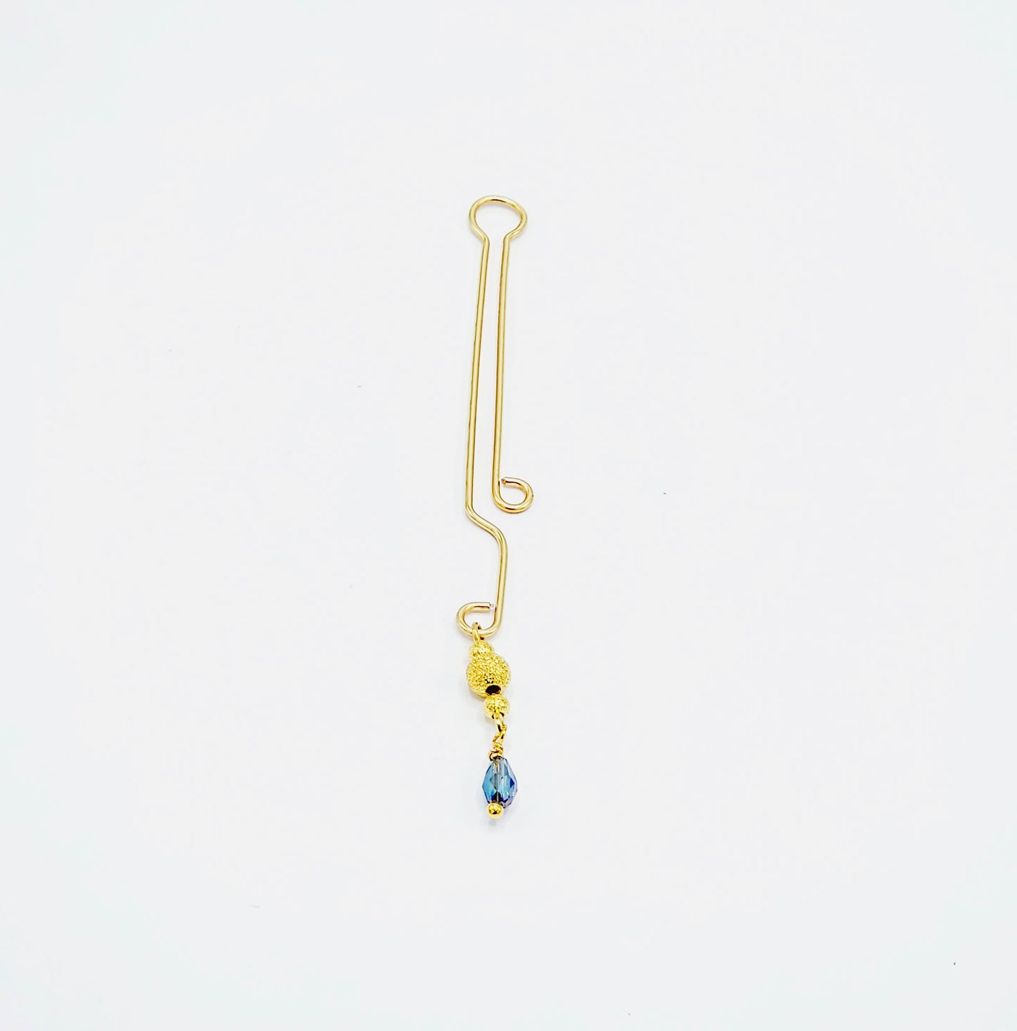 Labia Jewelry for BDSM Submissive. Gold Labia Clip with Beaded Crystal Dangle.