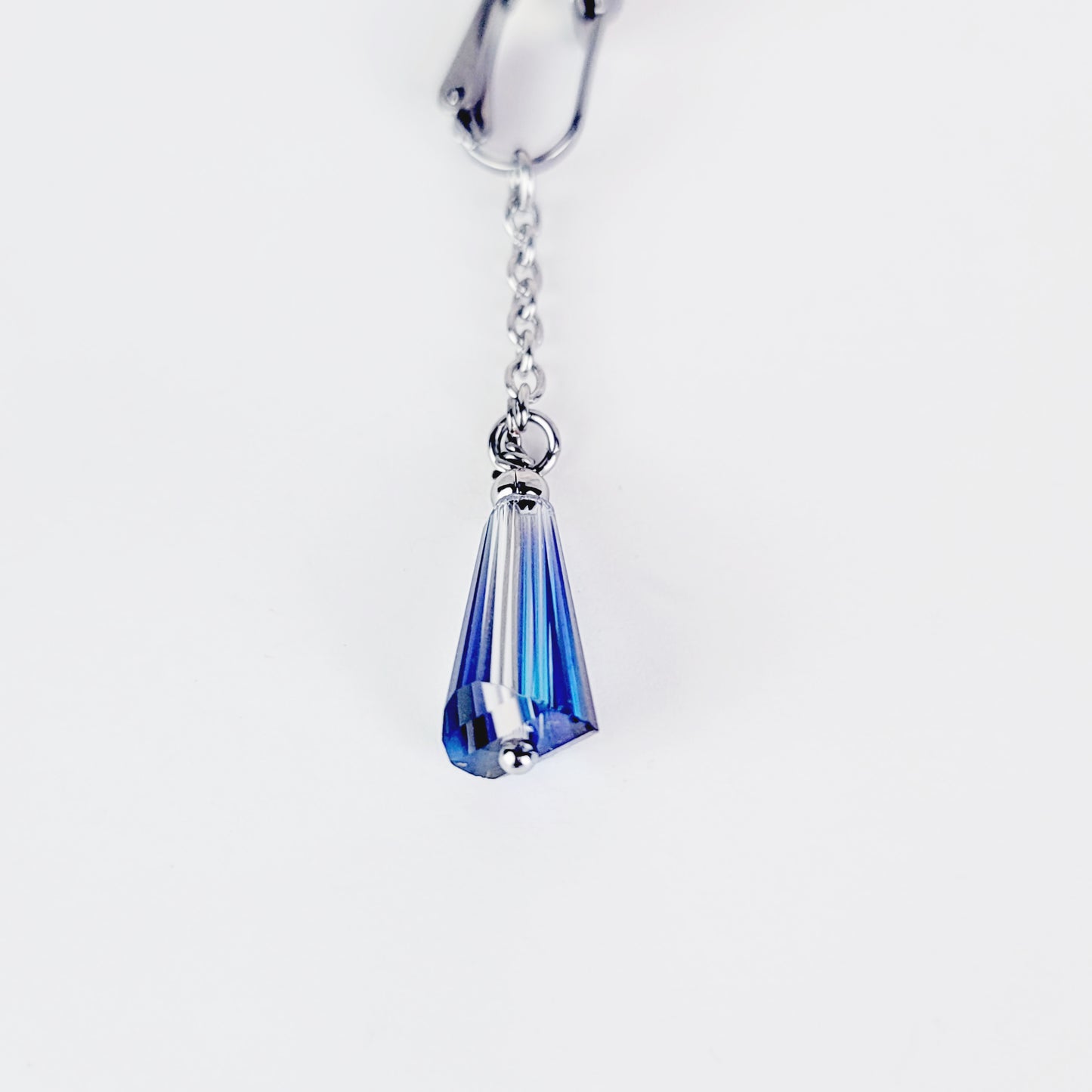 Intimate Jewelry Clip, Not Pierced. Stainless Steel Non-Piercing VCH Clip with Crystal Dangle.