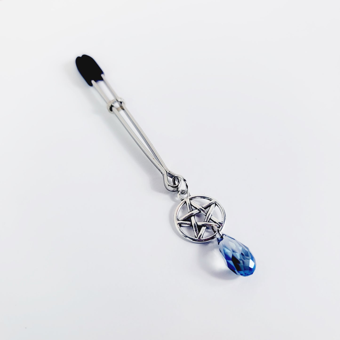 Tweezer Clit Clamp with Pentacle and Crystal. BDSM Adult Toy For Women. Pentagram Jewelry