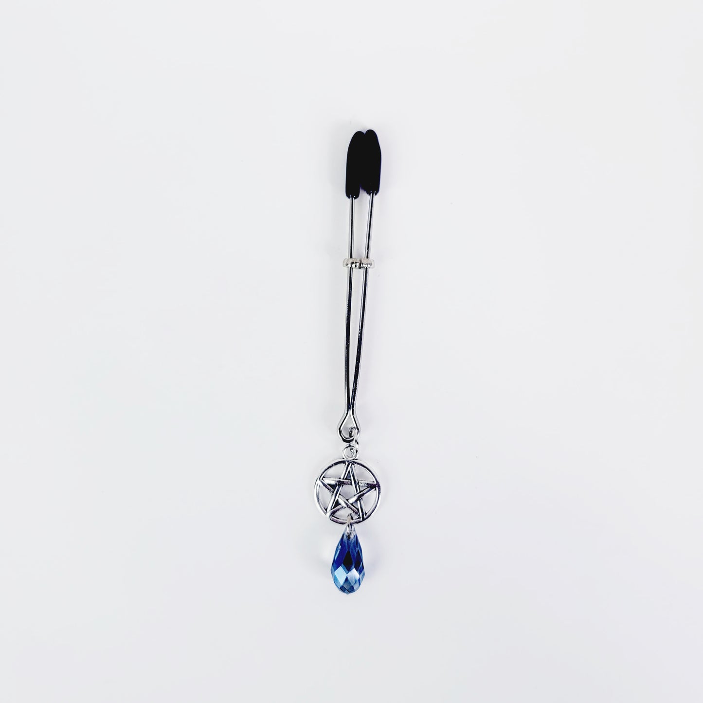 Tweezer Clit Clamp with Pentacle and Crystal. BDSM Adult Toy For Women. Pentagram Jewelry