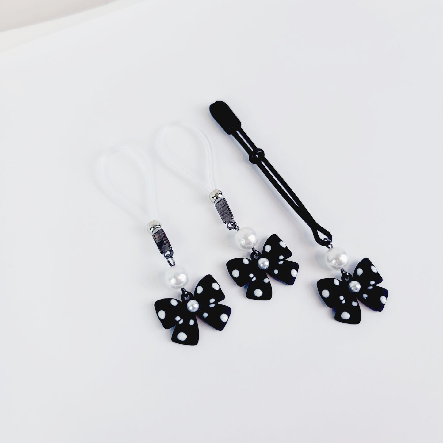 Nipple and Clit Set, Non Piercing, with Bows and Pearls. Choose Nipple Nooses or Your Choice of Nipple Clamps.
